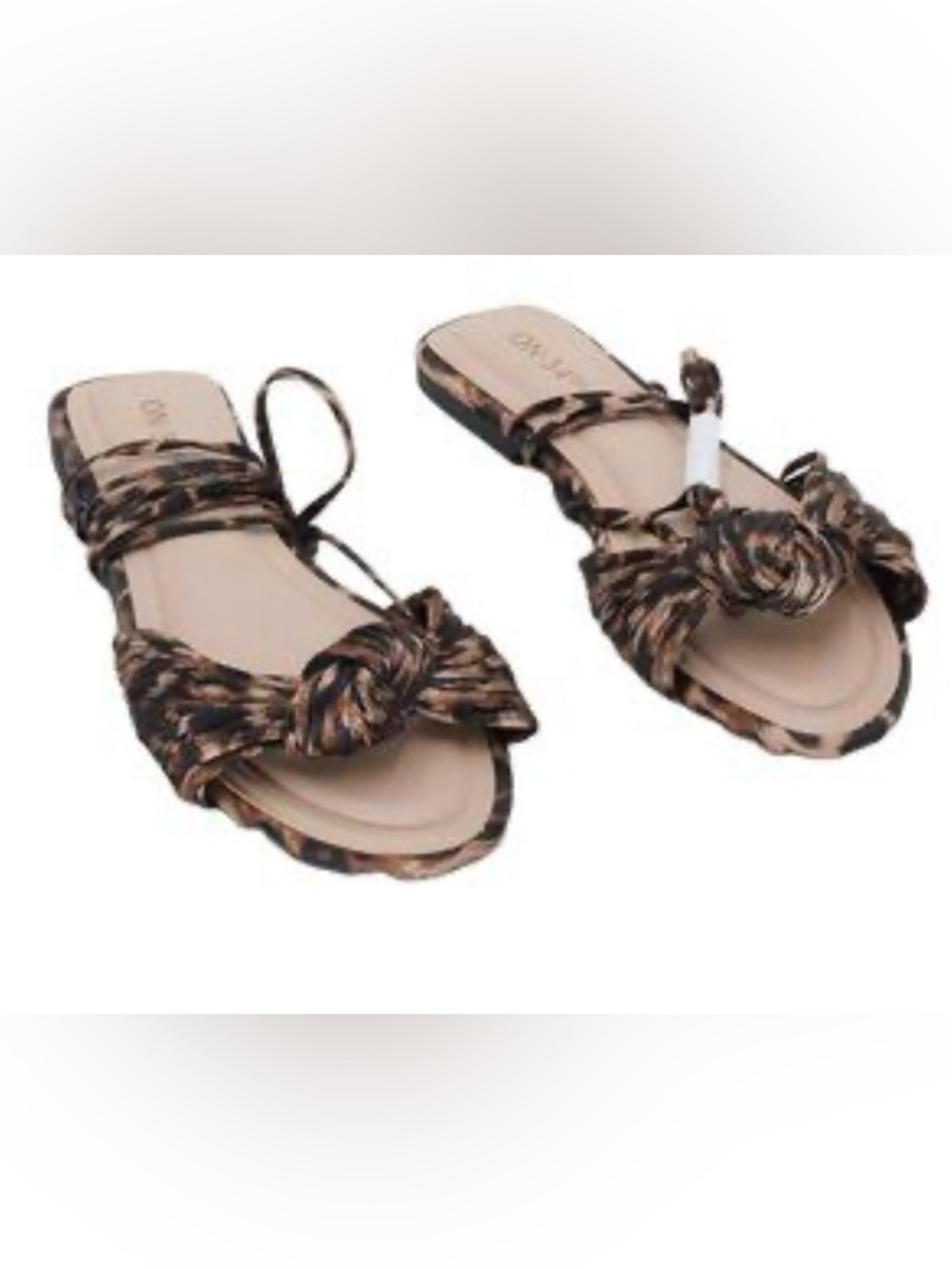 On 34th  Brown and Black Knot-Tie Slide Sandals